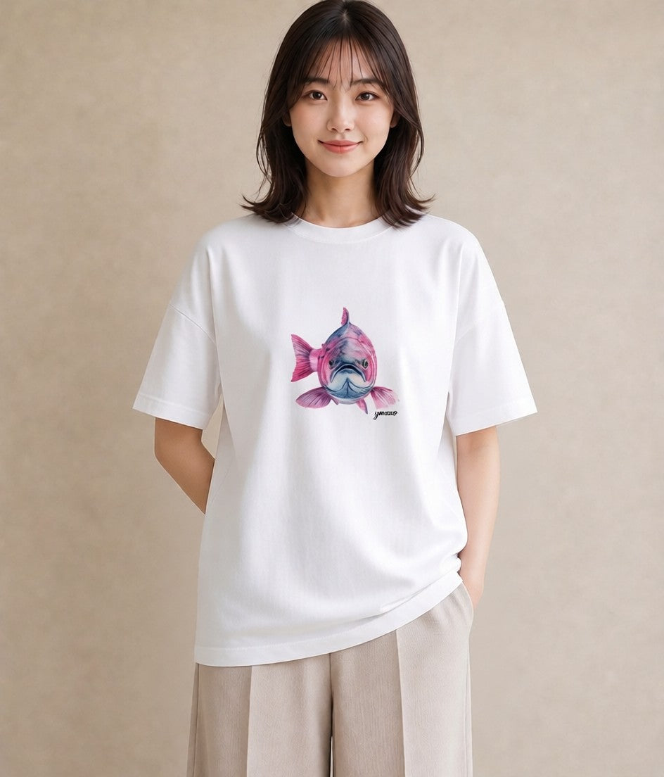 グラフィックTシャツ レディース 熱帯魚 海の生き物 海 イラスト 普段使い クリスマス 旅行 白T YMAZO