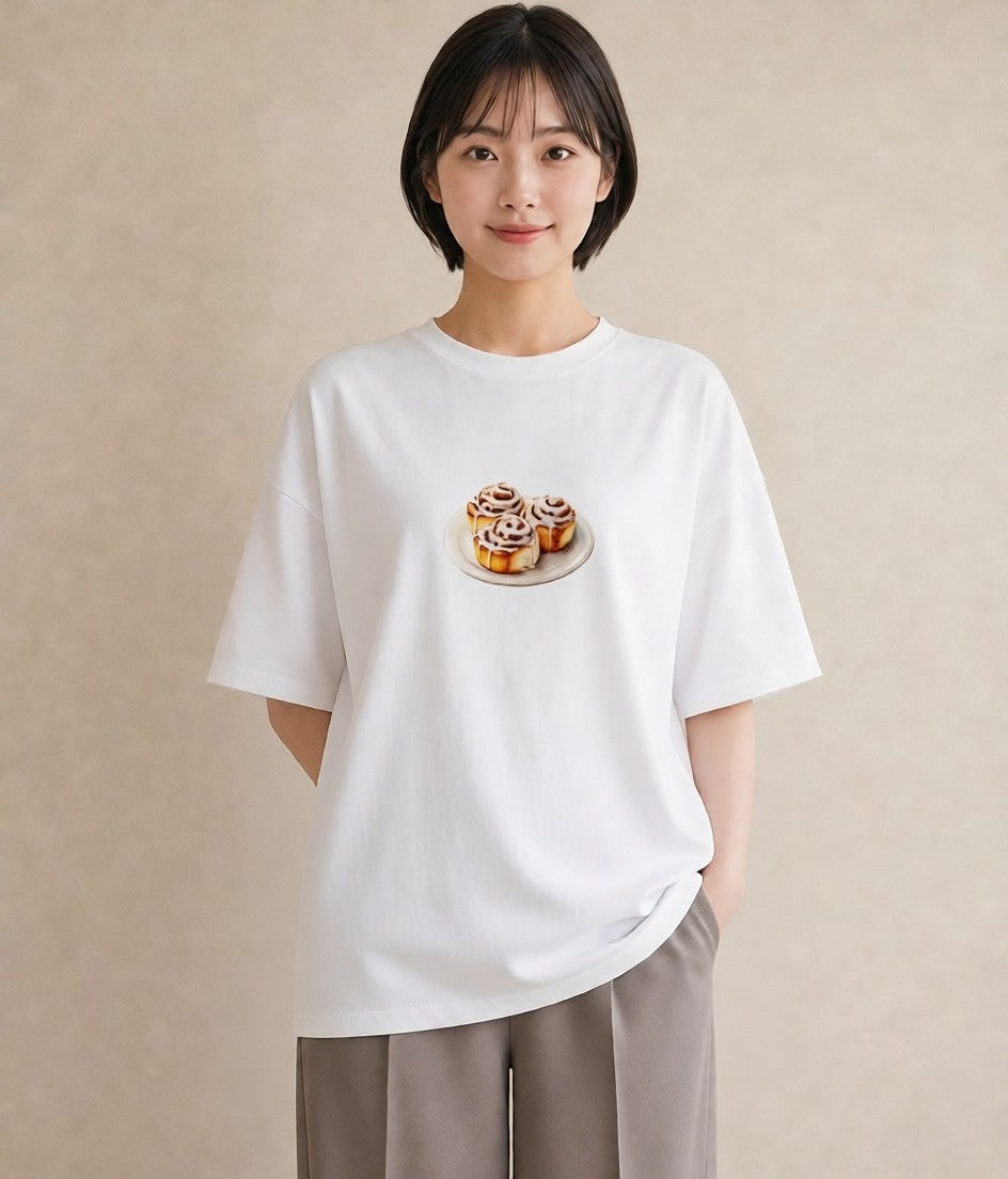 デザインTシャツ レディース ベーグル 食べ物 フード イラスト ヴィンテージ風 カフェ服 クリスマス 白T YMAZO