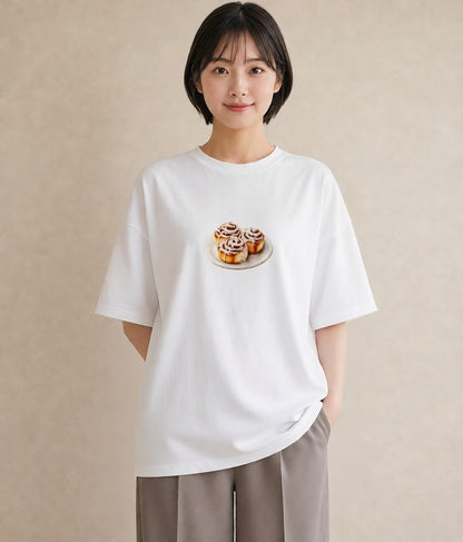 デザインTシャツ レディース ベーグル 食べ物 フード イラスト ヴィンテージ風 カフェ服 クリスマス 白T YMAZO