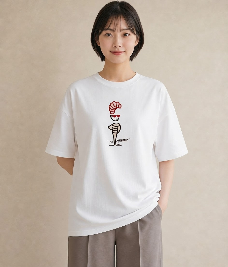 プリントTシャツ レディース パン ベーカリー レトロ イラスト ガーリー 海 カフェ巡り 白T YMAZO
