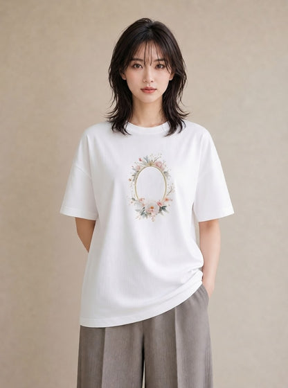 半袖Tシャツ レディース 封蝋 手紙 アンティーク ナチュラル イラスト 上品 散歩 お出かけ 白T YMAZO