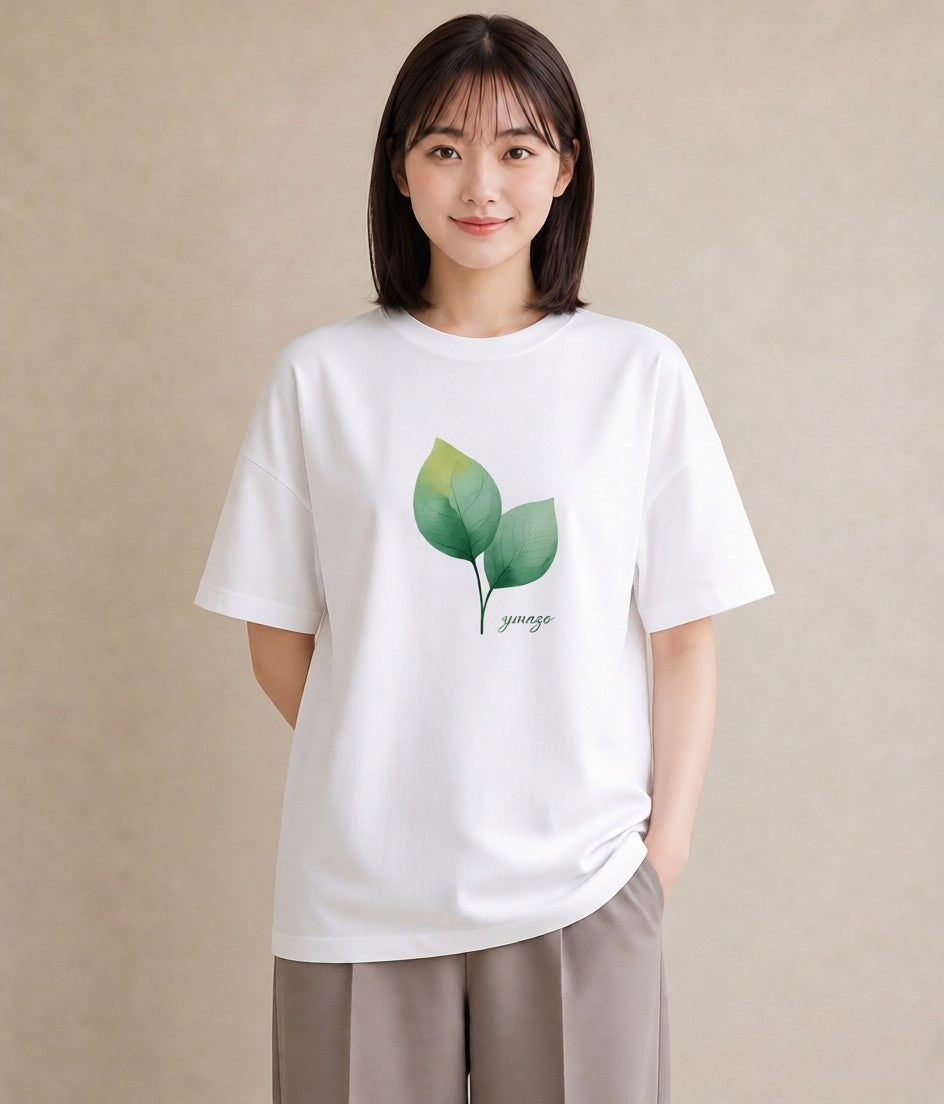 半袖Tシャツ レディース 苔 植物 ボタニカル イラスト ニュアンス 帰省 ラフ 白T YMAZO