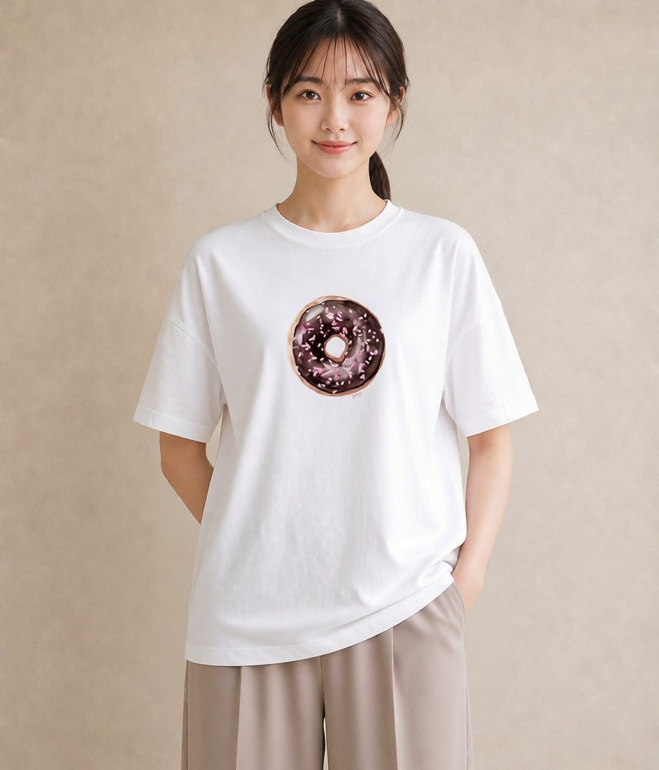 デザインTシャツ レディース チョコ 食べ物 フード イラスト カフェコーデ ママ カフェ服 白T YMAZO