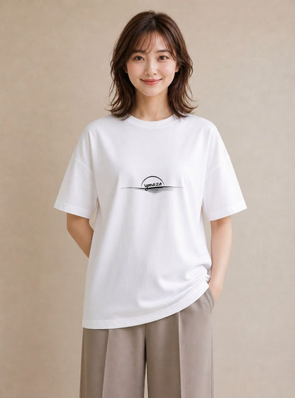 デザインTシャツ レディース 海 リゾート 夏 イラスト ニュアンス カフェ巡り 白T YMAZO