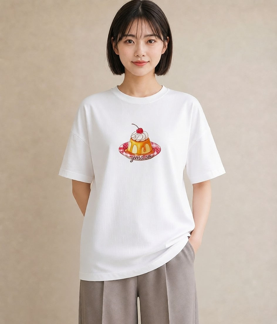プリントTシャツ レディース マフィン 食べ物 フード イラスト 上品 海 カフェ巡り 白T YMAZO