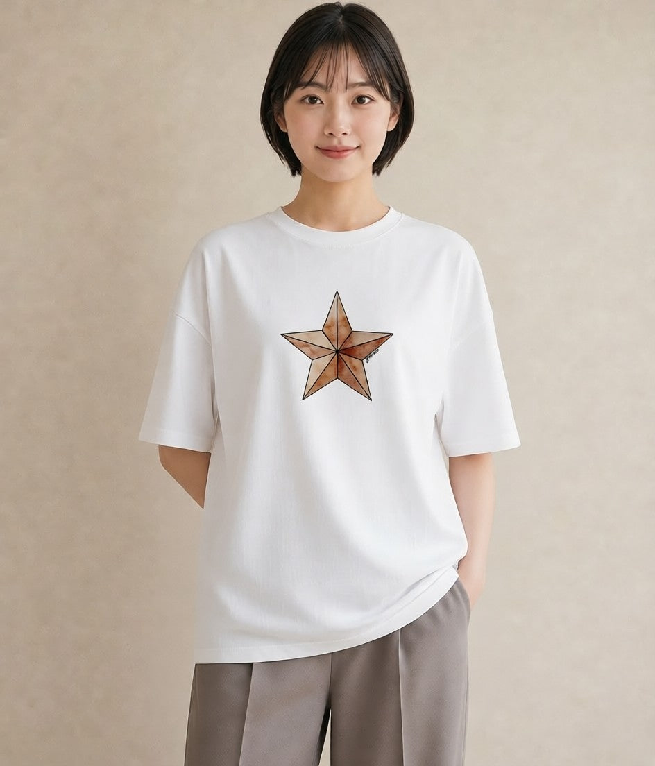 グラフィックTシャツ レディース 星 星空 宇宙 イラスト ボタニカル ビーチ デイリーウェア 白T YMAZO