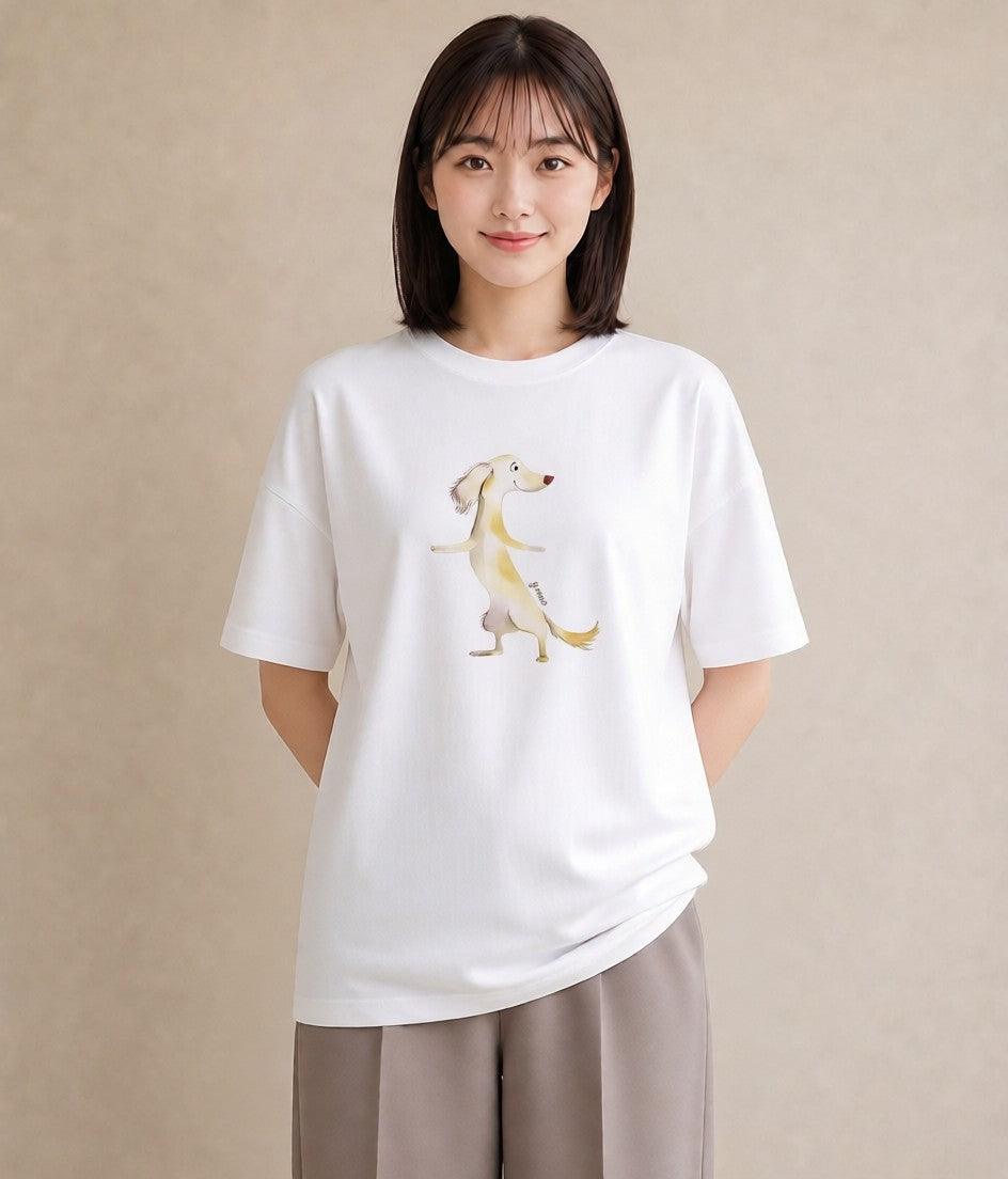 グラフィックTシャツ レディース ミニチュアダックスフンド 犬 いぬ イラスト シック 秋コーデ おしゃれギフト 白T YMAZO