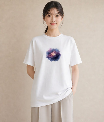 プリントTシャツ レディース 宇宙 星空 イラスト きれいめカジュアル カフェ巡り 女子会 白T YMAZO