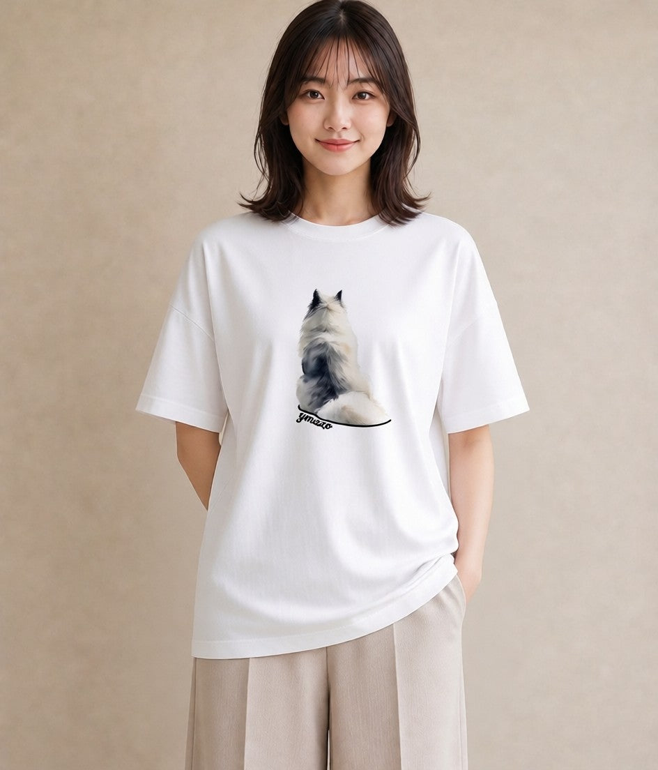 グラフィックTシャツ レディース サモエド 犬 いぬ イラスト ミニマル 部屋着 女性向けギフト 白T YMAZO
