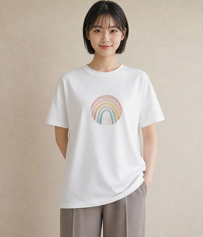 プリントTシャツ レディース オーロラ 星空 宇宙 イラスト ユニーク 女子会 お揃い 白T YMAZO