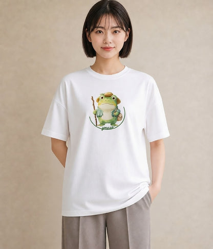 グラフィックTシャツ レディース カエル ペット 動物 イラスト カジュアル クリスマス 旅行 白T YMAZO