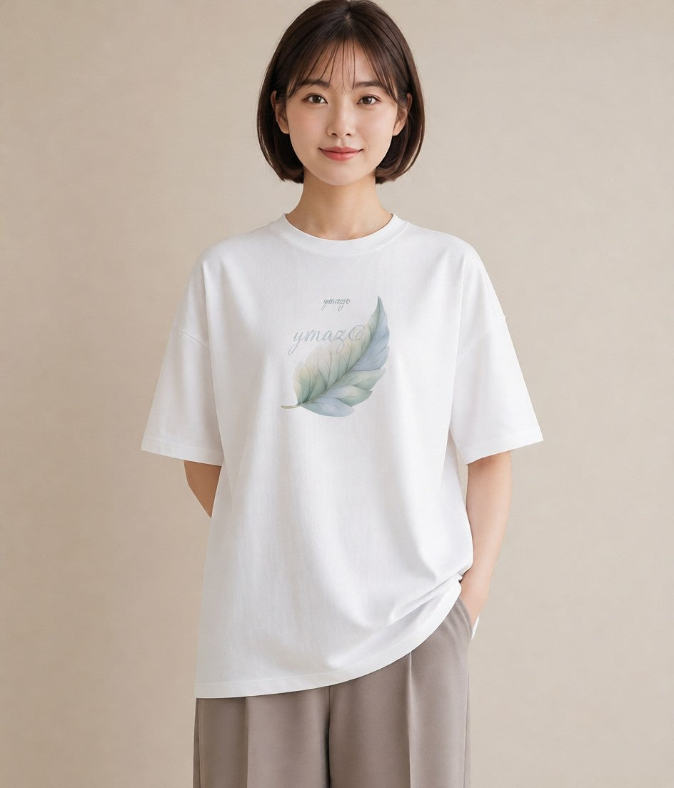 デザインTシャツ レディース ユーカリ 植物 ボタニカル イラスト モード 買い物 夏コーデ 白T YMAZO