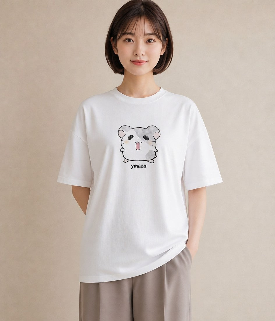デザインTシャツ レディース キンクマハムスター ペット 動物 イラスト ボタニカル 母娘コーデ 自分用 白T YMAZO