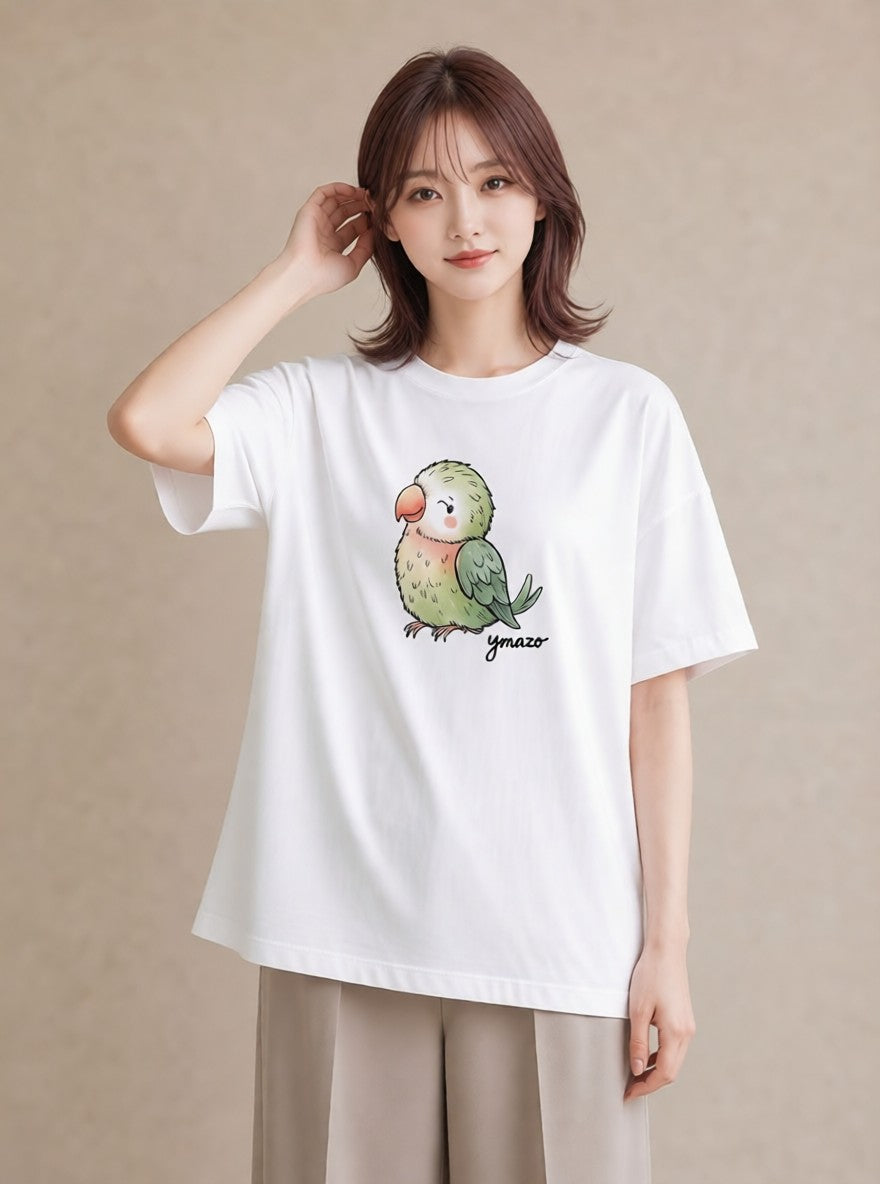 Tシャツ レディース 白文鳥 ペット 動物 イラスト ゆるかわ 女子会 お揃い 白T YMAZO