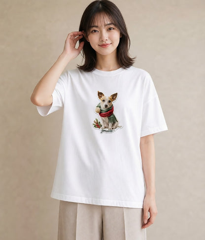 デザインTシャツ レディース ジャックラッセルテリア 犬 いぬ イラスト ラフ 夏コーデ 通学 白T YMAZO