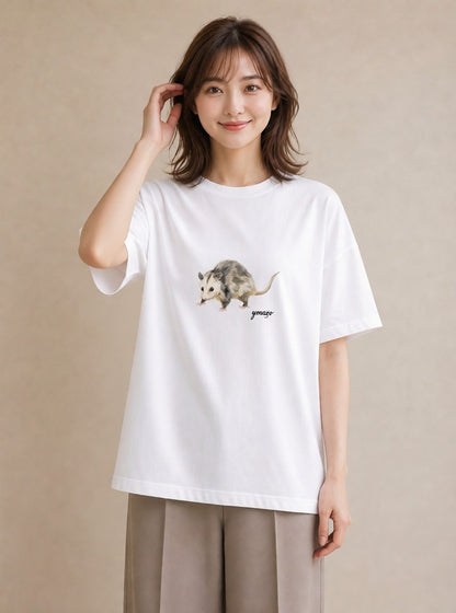 半袖Tシャツ レディース キンクマハムスター ペット 動物 イラスト ゆるコーデ カフェ巡り 女子会 白T YMAZO