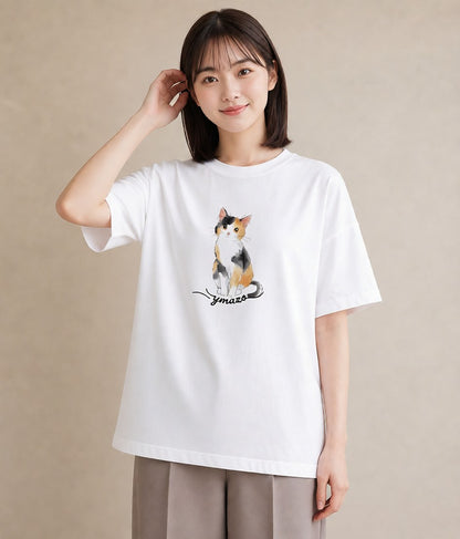 グラフィックTシャツ レディース ベンガル 猫 ねこ イラスト ポップ 公園 ママ 白T YMAZO