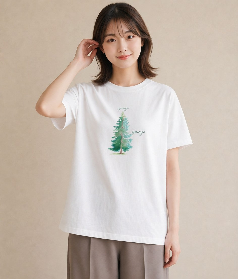 グラフィックTシャツ レディース 山 星空 宇宙 イラスト 部屋着 女性向けギフト 白T YMAZO