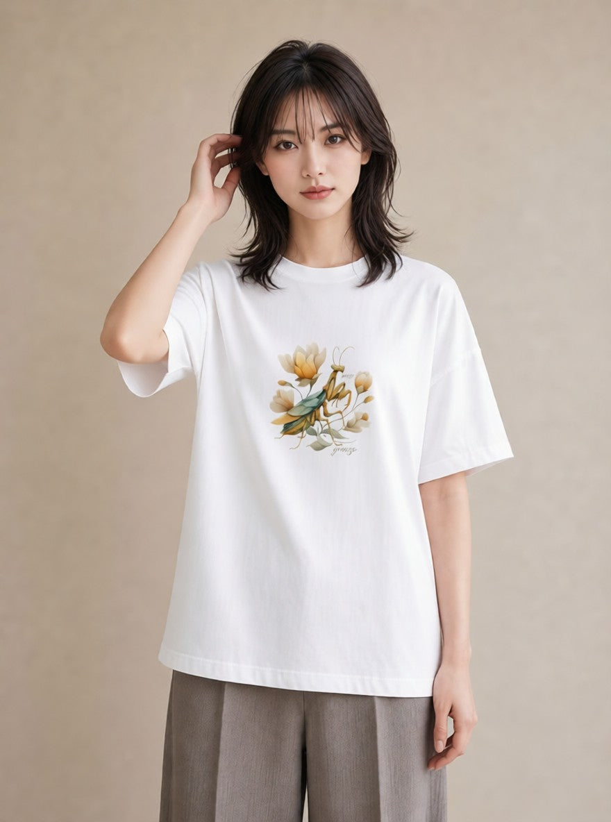 Tシャツ レディース ホタル 昆虫 虫 イラスト フェミニン 春コーデ 姉妹 白T YMAZO