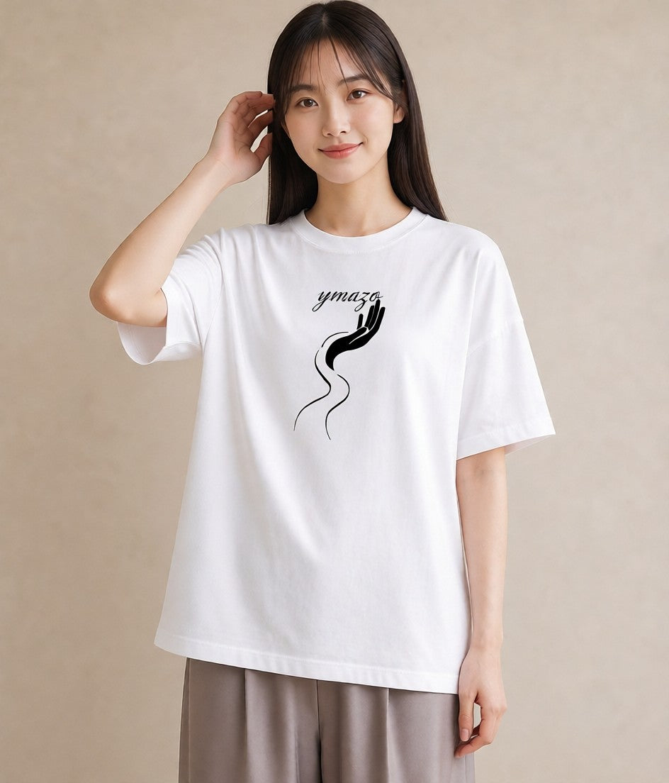 プリントTシャツ レディース 手鏡 アンティーク レトロ ナチュラル イラスト ガーリー お出かけ 普段着 白T YMAZO