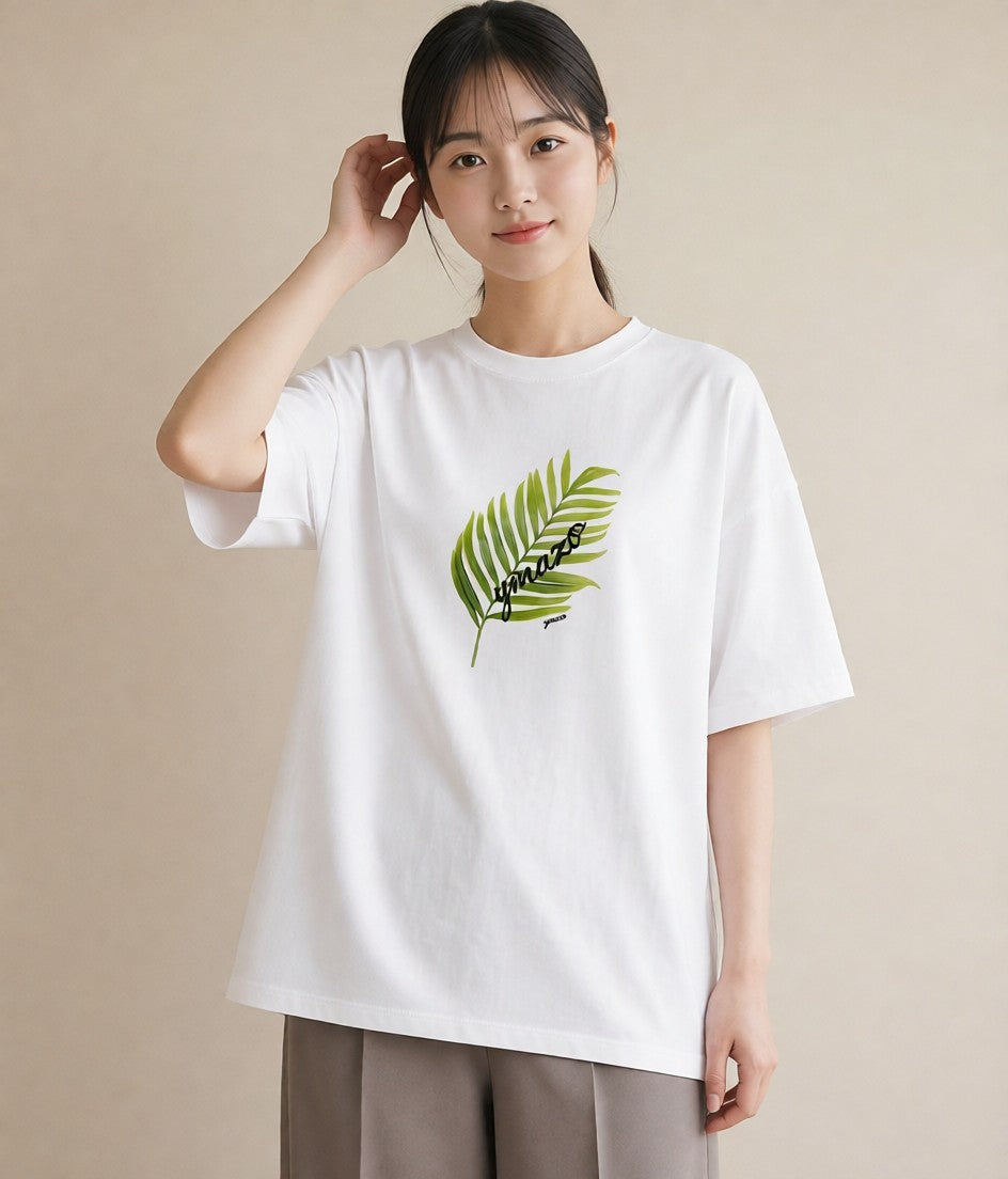 Tシャツ レディース モンステラ 植物 ボタニカル イラスト 旅行コーデ 買い物 夏コーデ 白T YMAZO