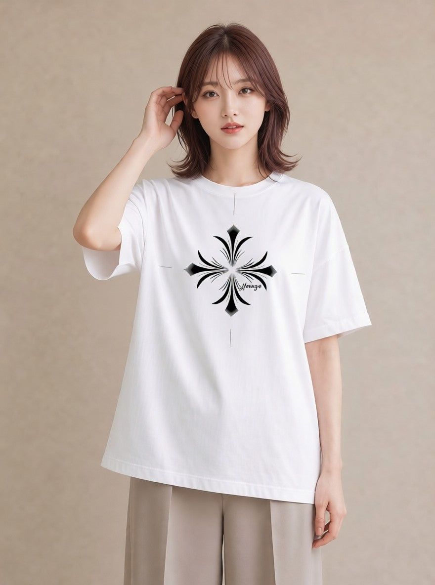 半袖Tシャツ レディース 幾何学 ミニマル ジオメトリック イラスト 母娘コーデ 自分用 白T YMAZO