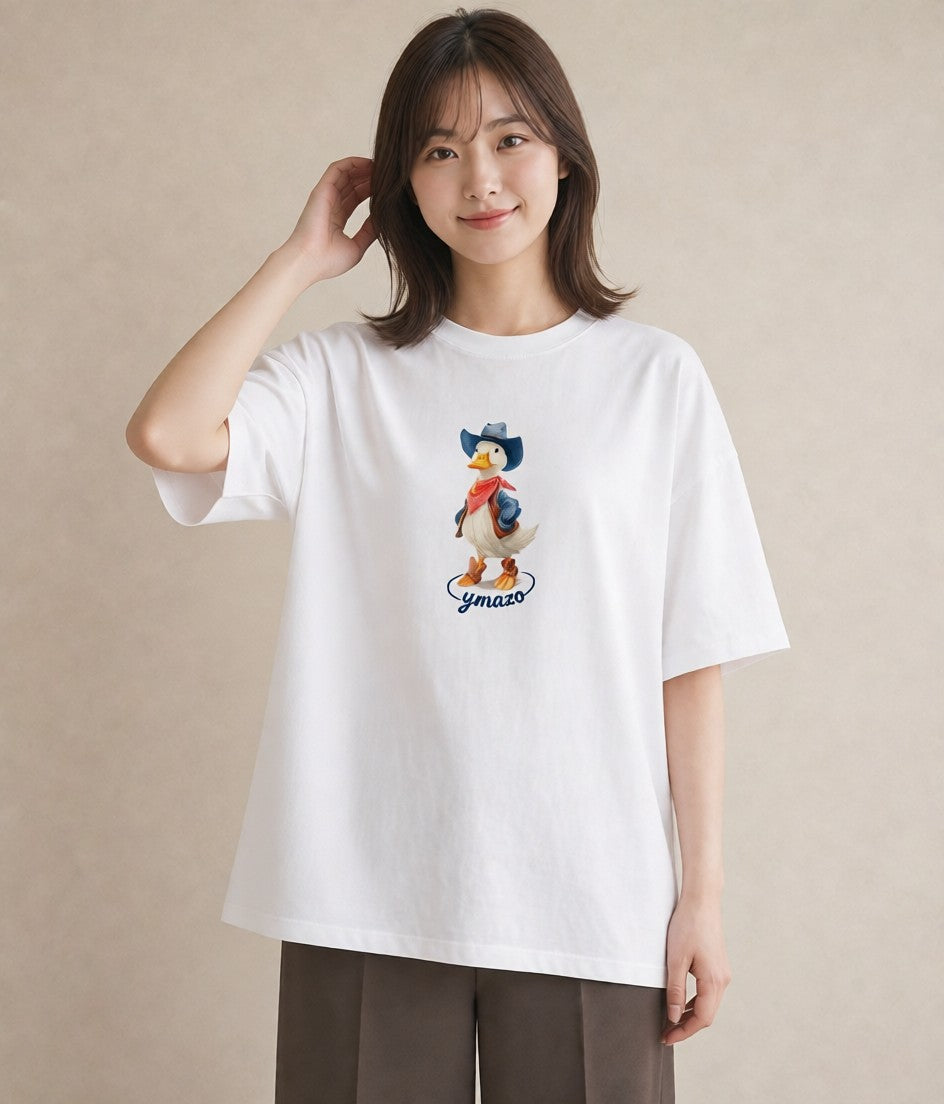 デザインTシャツ レディース アヒル 動物 アニマル イラスト 可愛い 旅行 母娘コーデ 白T YMAZO