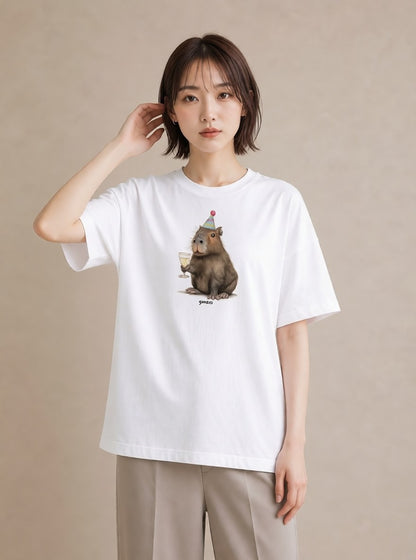 デザインTシャツ レディース デグー ペット 動物 イラスト ミニマル ペアコーデ 秋コーデ 白T YMAZO