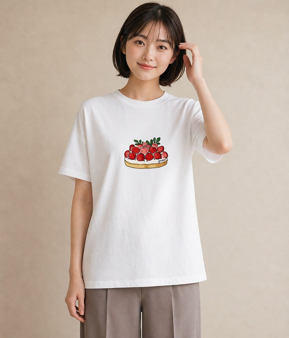 グラフィックTシャツ レディース パフェ 食べ物 フード イラスト ラフカジュアル 自分用 ルームウェア 白T YMAZO