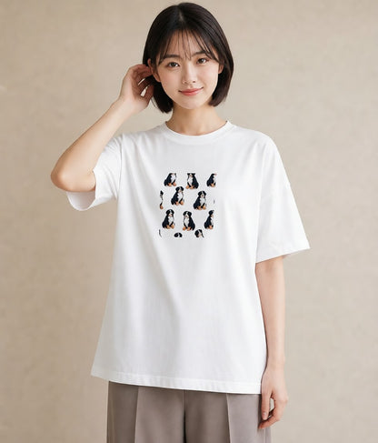 グラフィックTシャツ レディース バーニーズマウンテンドッグ 犬 いぬ イラスト お洒落 女性向けギフト 散歩 白T YMAZO
