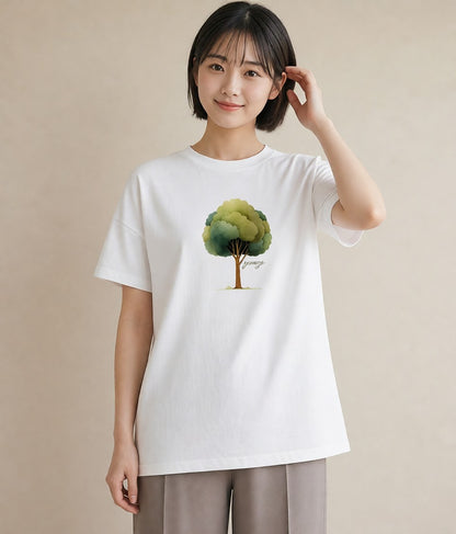 半袖Tシャツ レディース 森 植物 ボタニカル イラスト ミニマル 母の日 ビーチ 白T YMAZO