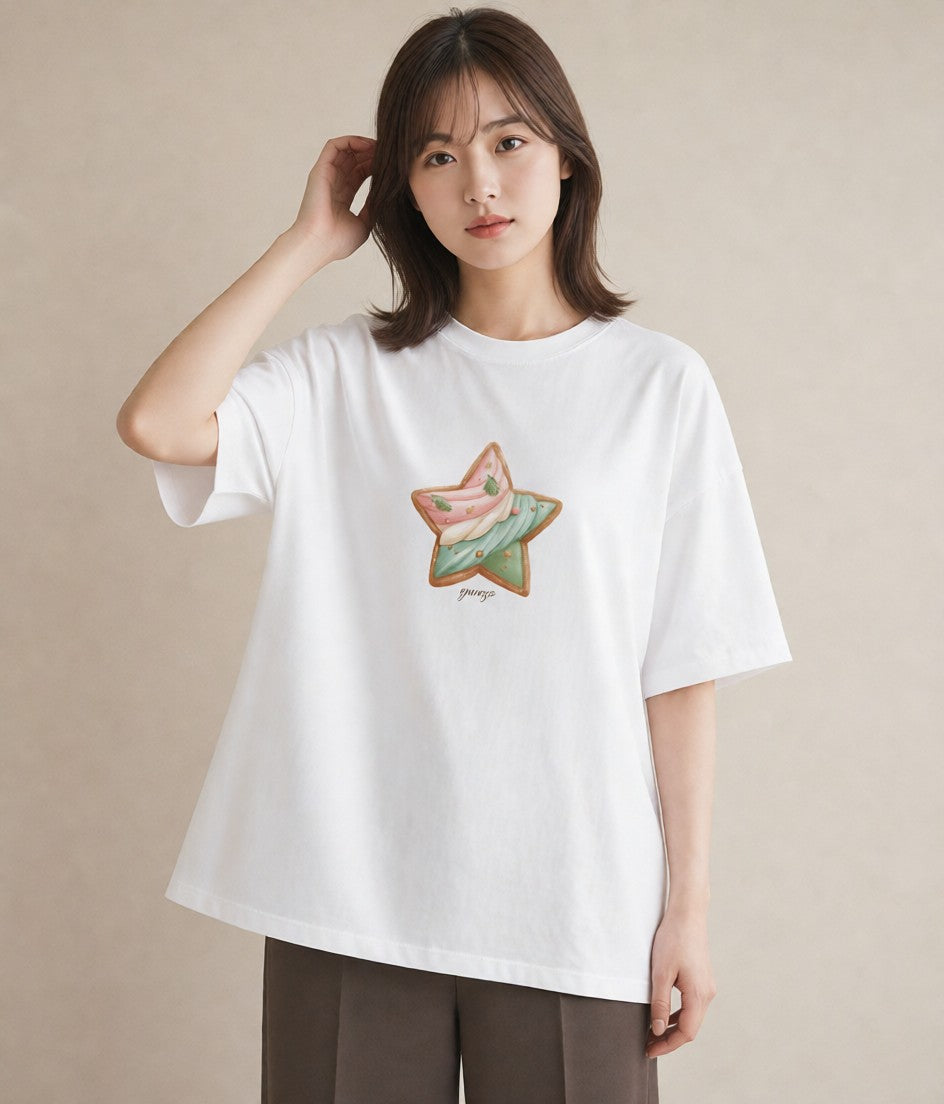 半袖Tシャツ レディース チョコ 食べ物 フード イラスト モード 休日 ペアコーデ 白T YMAZO