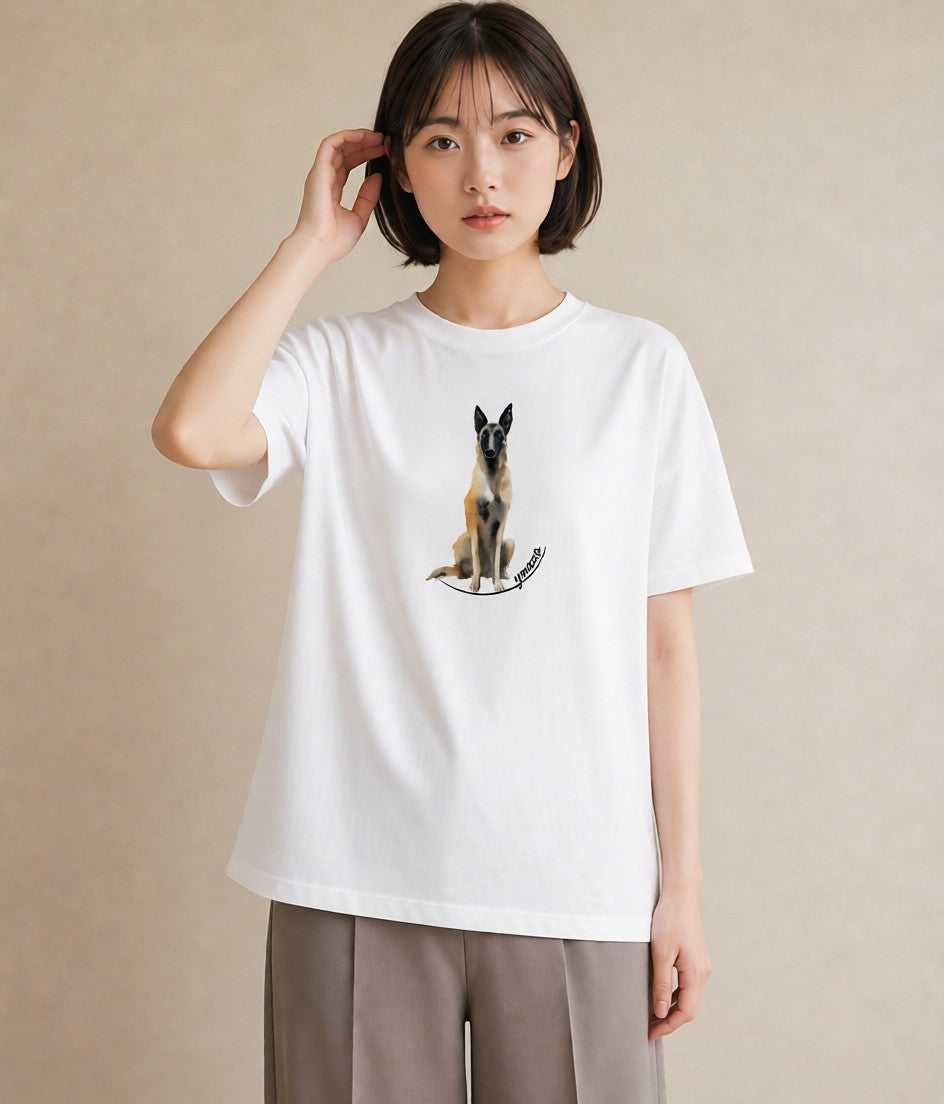 プリントTシャツ レディース 犬好き 犬 いぬ イラスト レイヤード 友達ギフト 白T YMAZO
