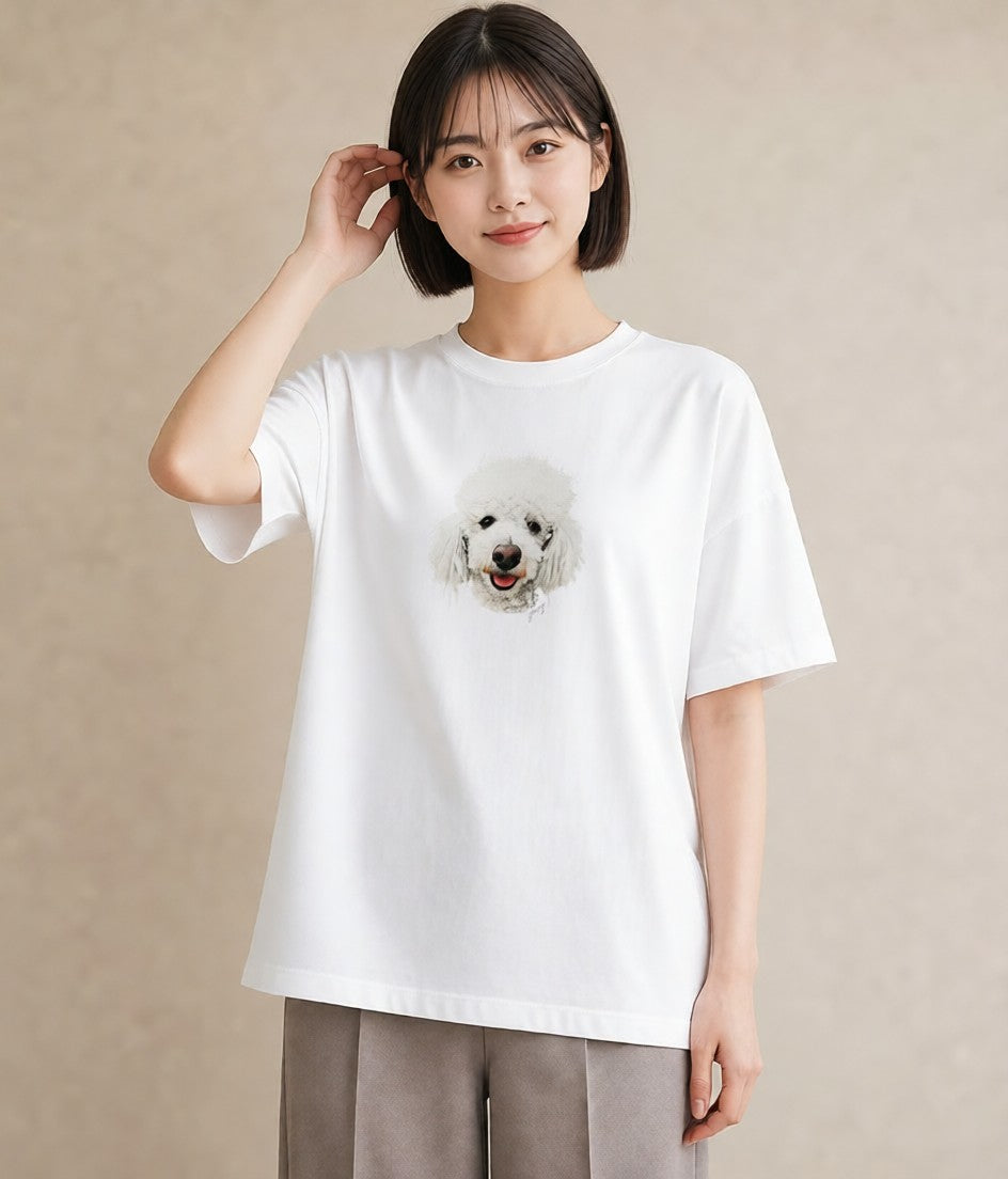 デザインTシャツ レディース トイプードル プードル 犬 いぬ イラスト 水彩風 姉妹 送別ギフト 白T YMAZO