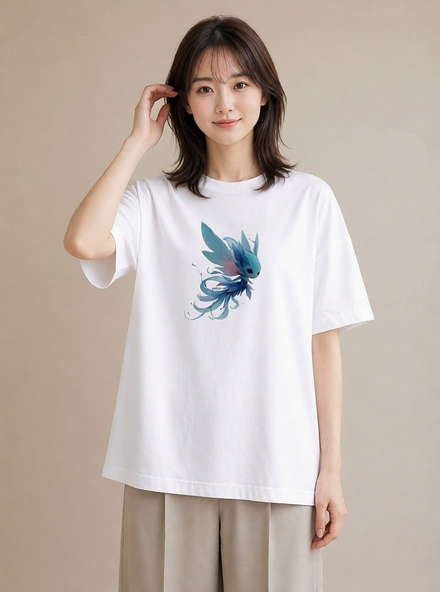 デザインTシャツ レディース グッピー ペット 動物 イラスト ビーチ デイリーウェア 白T YMAZO