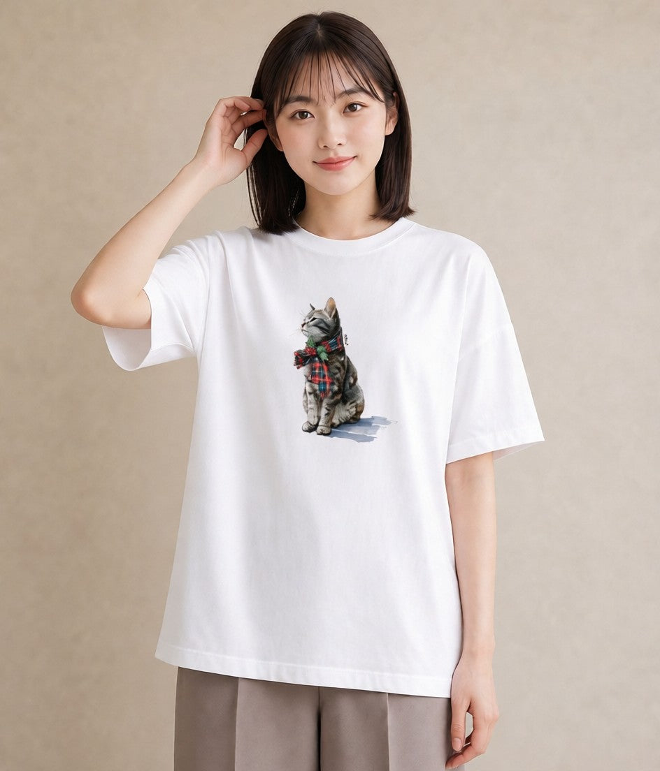 グラフィックTシャツ レディース スコティッシュフォールド 猫 ねこ イラスト 個性的 秋コーデ おしゃれギフト 白T YMAZO