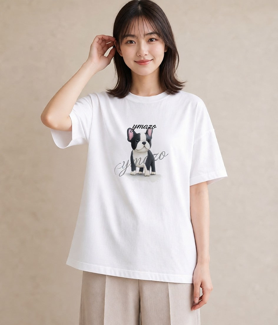 半袖Tシャツ レディース わんこ 犬 いぬ イラスト 旅行コーデ 通学 誕生日プレゼント 白T YMAZO