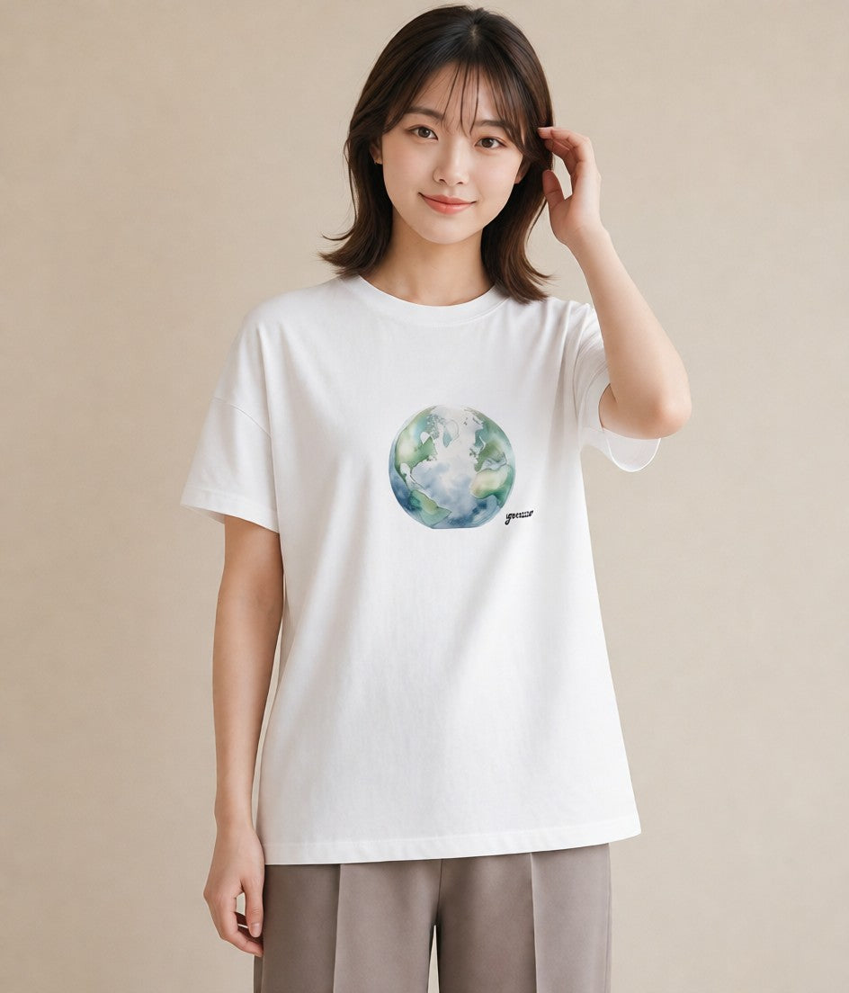 デザインTシャツ レディース プラネット 星空 宇宙 イラスト 北欧風 送別ギフト 通勤 白T YMAZO