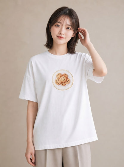 Tシャツ レディース マフィン 食べ物 フード イラスト レトロ 社会人 女性 白T YMAZO