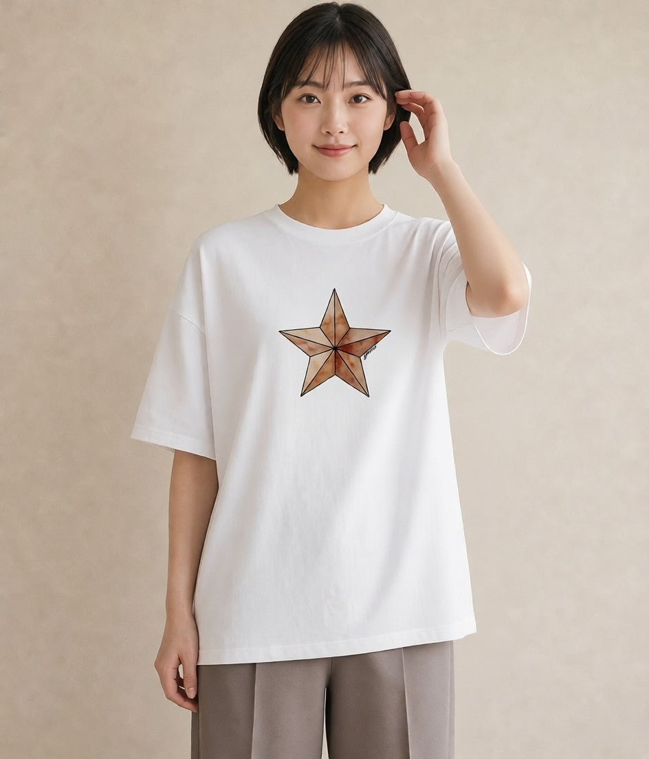 グラフィックTシャツ レディース 星 星空 宇宙 イラスト ボタニカル ビーチ デイリーウェア 白T YMAZO