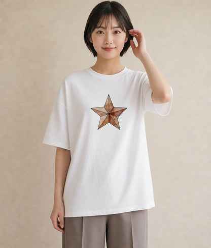 グラフィックTシャツ レディース 星 星空 宇宙 イラスト ボタニカル ビーチ デイリーウェア 白T YMAZO