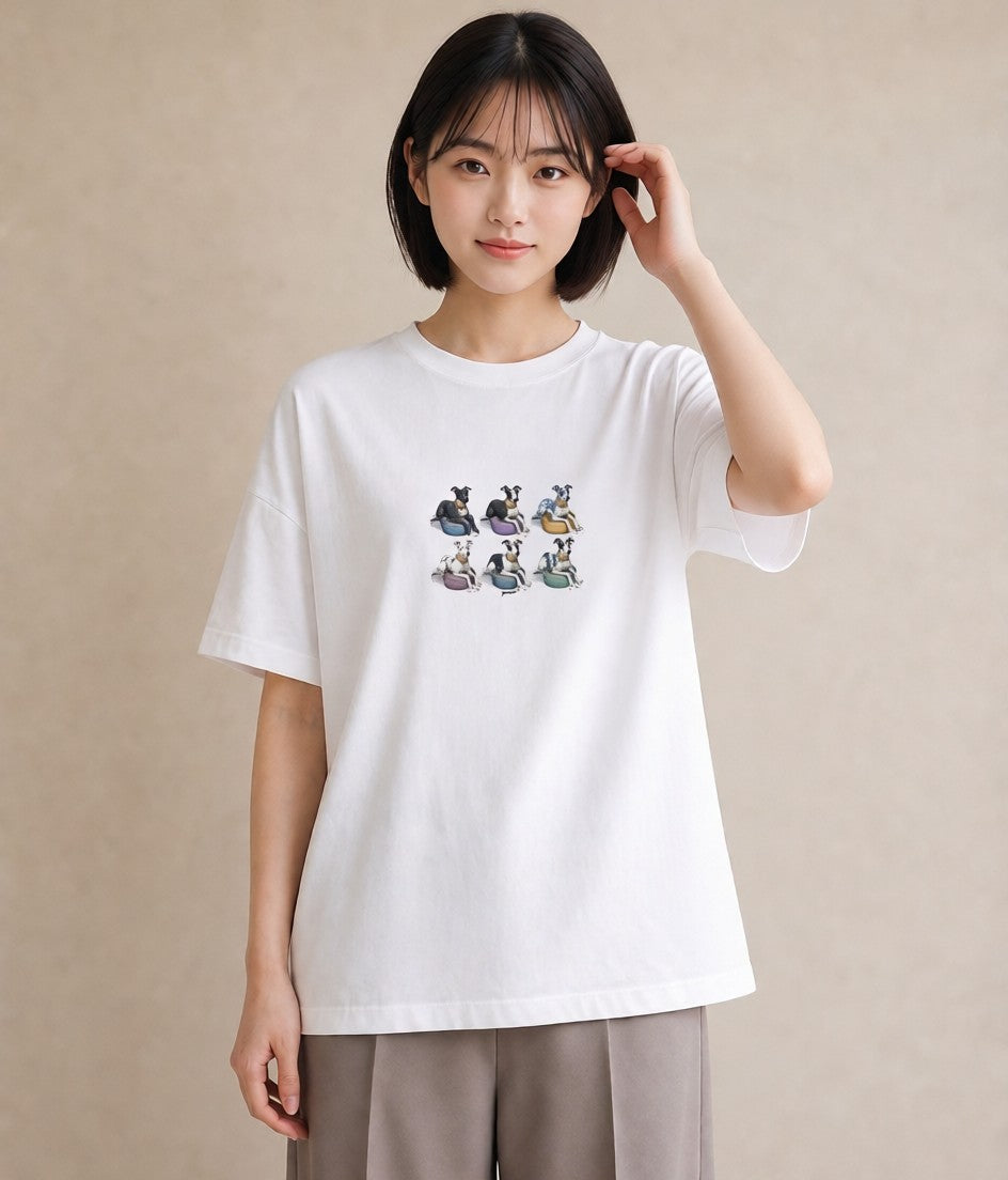 グラフィックTシャツ レディース イタリアングレーハウンド 犬 いぬ イラスト ボタニカル 在宅 公園 白T YMAZO