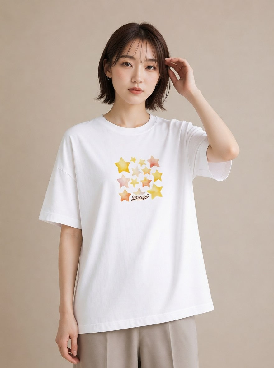グラフィックTシャツ レディース 射手座 星空 宇宙 イラスト こなれ感 デイリーウェア 休日 白T YMAZO