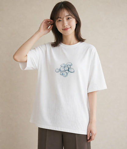 半袖Tシャツ レディース ミルク 食べ物 フード イラスト シック 20代 カジュアルコーデ 白T YMAZO
