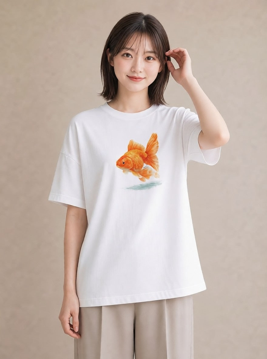 デザインTシャツ レディース カクレクマノミ 海の生き物 海 イラスト ゆるコーデ 休日 ペアコーデ 白T YMAZO