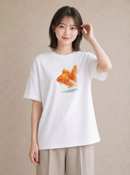 デザインTシャツ レディース カクレクマノミ 海の生き物 海 イラスト ゆるコーデ 休日 ペアコーデ 白T YMAZO
