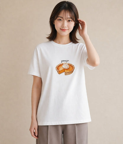 プリントTシャツ レディース クロワッサン 食べ物 フード イラスト ボタニカル 秋コーデ おしゃれギフト 白T YMAZO