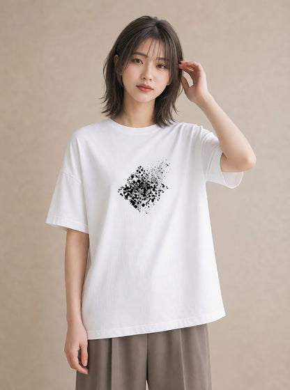 Tシャツ レディース レースハンカチ レース ハンカチ ナチュラル アンティーク イラスト 上品 旅行 母娘コーデ 白T YMAZO