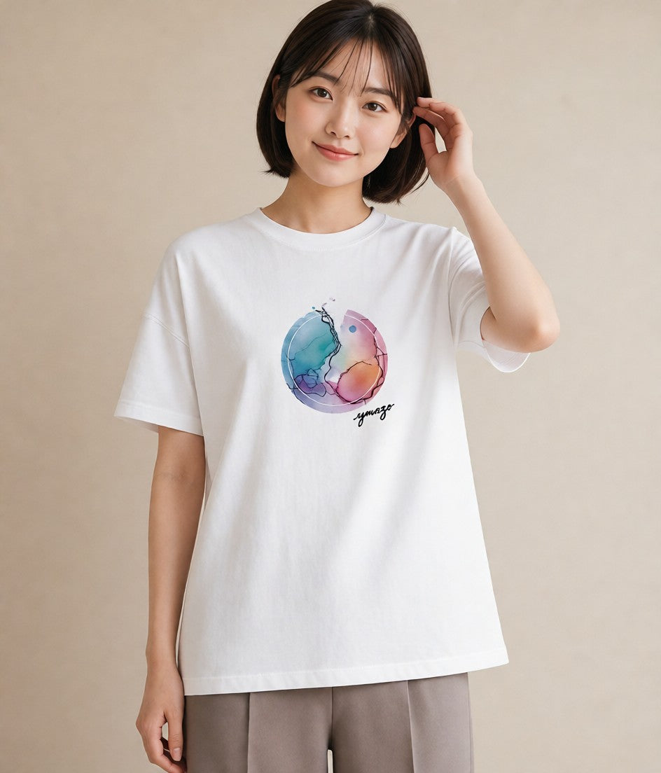 Tシャツ レディース 魚座 星空 宇宙 イラスト ヴィンテージ風 旅行用 海 白T YMAZO