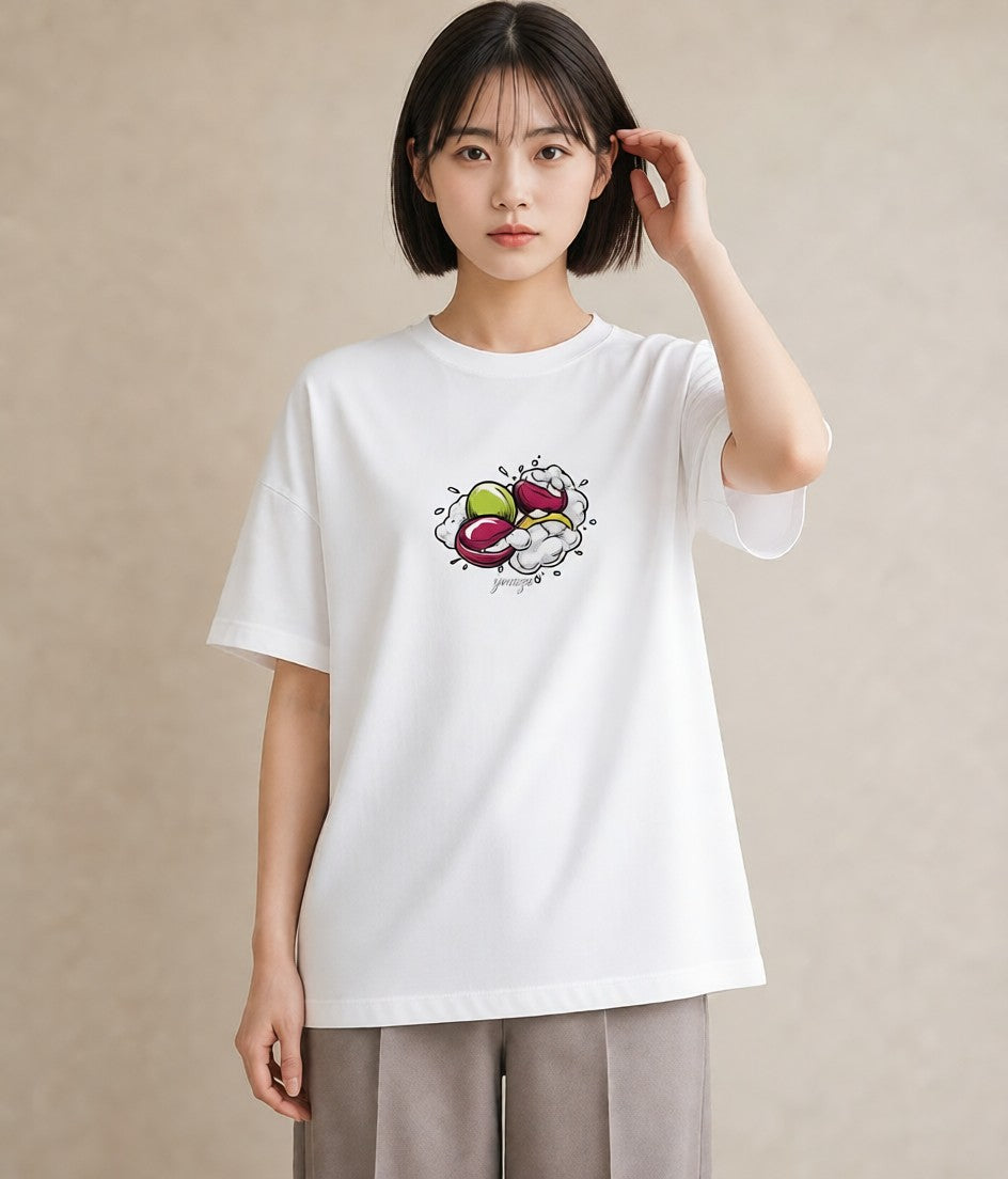 グラフィックTシャツ レディース だんご 食べ物 フード イラスト 線画 クリスマス 旅行 白T YMAZO